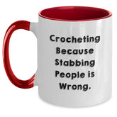 Crocheting Fun Gifts from Women, Funny Quote Mug, Two Tone Coffee Mug, Birthday Presents for Crocheting Lovers, Gifts from Family - Main